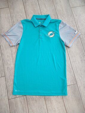 Nike NFL Miami Dolphins On Field Apparel Men's Dri-Fit Polo Teal Size Small
